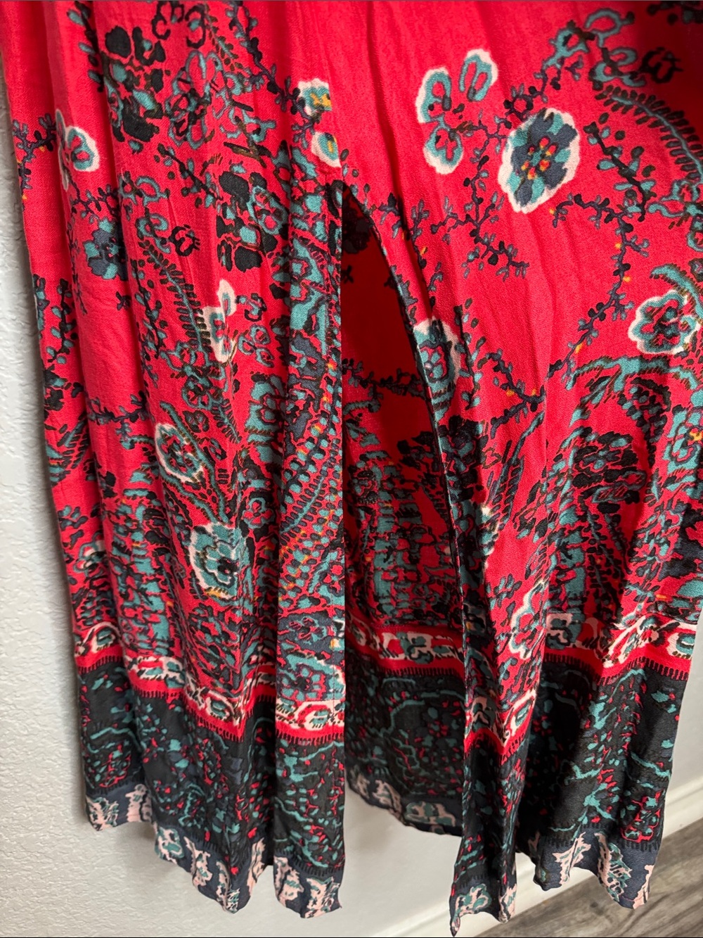 Free People If You Only Knew Maxi Dress Small Red Floral Boho As Seen On Tyra - Picture 8 of 9